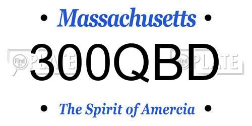300QBD Massachusetts License Plate