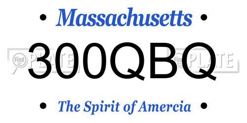 300QBQ Massachusetts License Plate