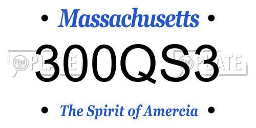 300QS3 Massachusetts License Plate