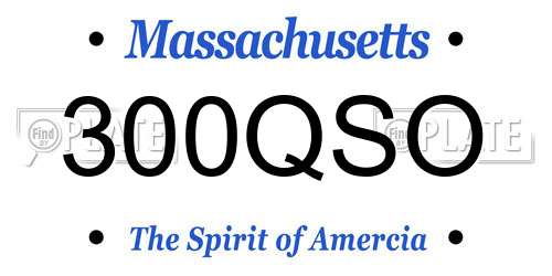 300QSO Massachusetts License Plate
