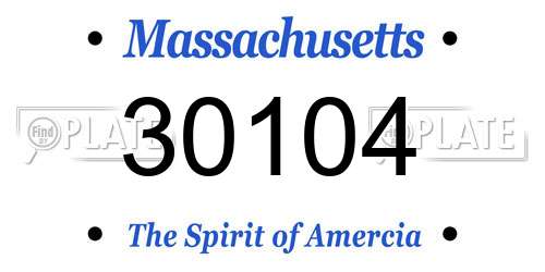30104 Massachusetts License Plate
