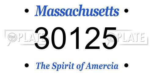 30125 Massachusetts License Plate