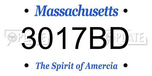 3017BD Massachusetts License Plate