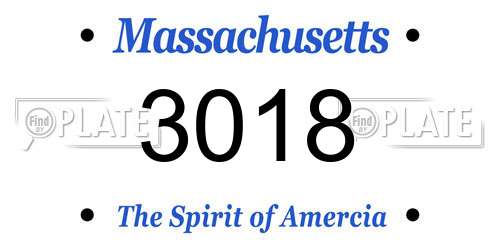 3018 Massachusetts License Plate