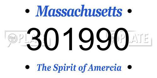 301990 Massachusetts License Plate