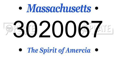 3020067 Massachusetts License Plate