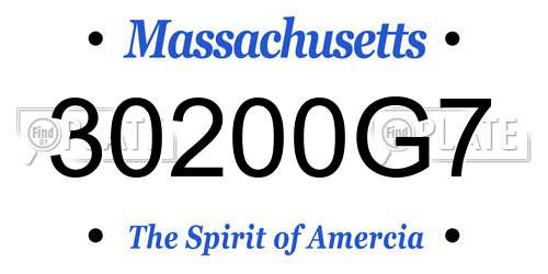 30200G7 Massachusetts License Plate