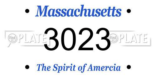 3023 Massachusetts License Plate