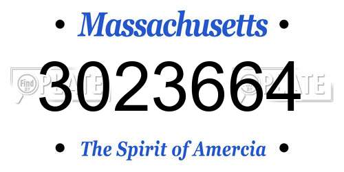 3023664 Massachusetts License Plate