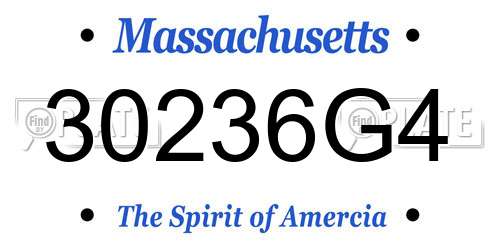 30236G4 Massachusetts License Plate