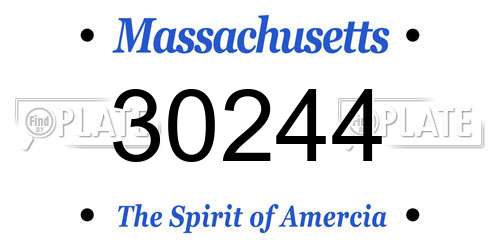 30244 Massachusetts License Plate