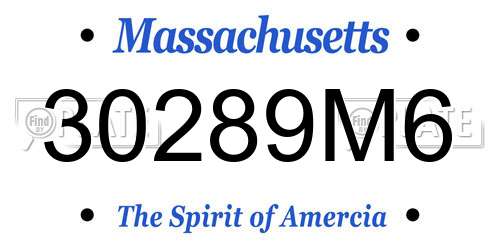 30289M6 Massachusetts License Plate
