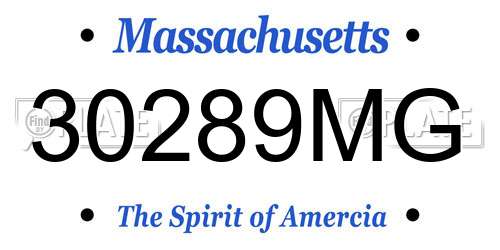 30289MG Massachusetts License Plate