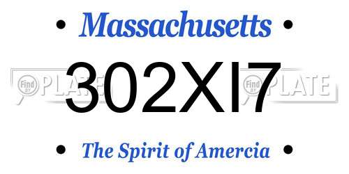 302XI7 Massachusetts License Plate