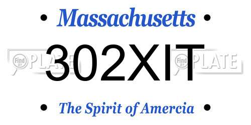 302XIT Massachusetts License Plate