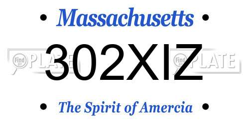 302XIZ Massachusetts License Plate