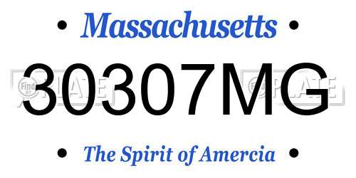 30307MG Massachusetts License Plate