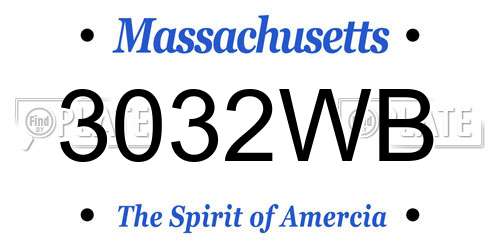 3032WB Massachusetts License Plate