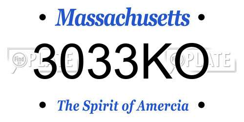 3033KO Massachusetts License Plate