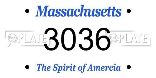 3036 Massachusetts License Plate