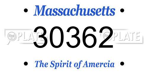 30362 Massachusetts License Plate