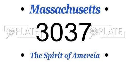 3037 Massachusetts License Plate
