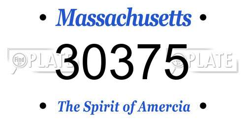 30375 Massachusetts License Plate