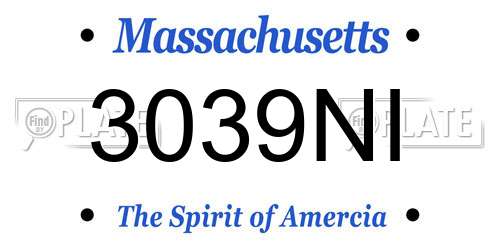 3039NI Massachusetts License Plate