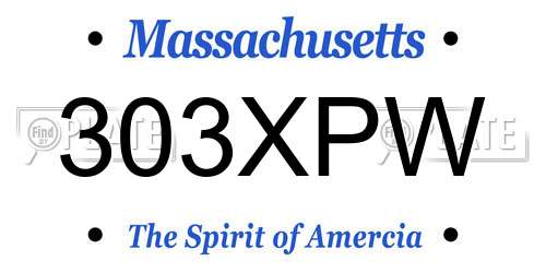 303XPW Massachusetts License Plate