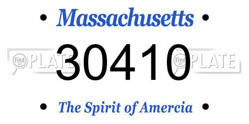 30410 Massachusetts License Plate