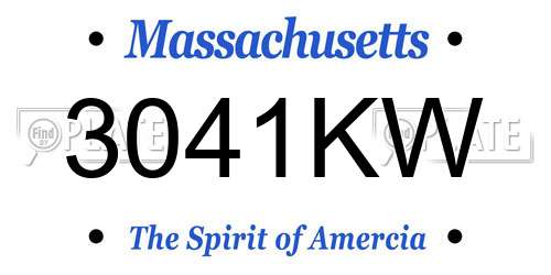 3041KW Massachusetts License Plate