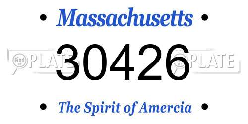 30426 Massachusetts License Plate