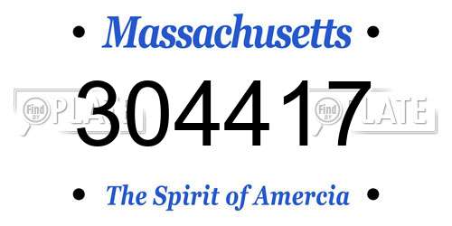 304417 Massachusetts License Plate