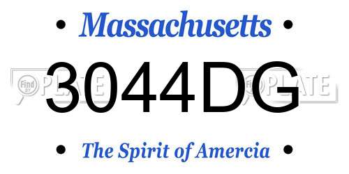 3044DG Massachusetts License Plate
