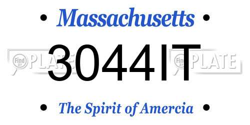 3044IT Massachusetts License Plate