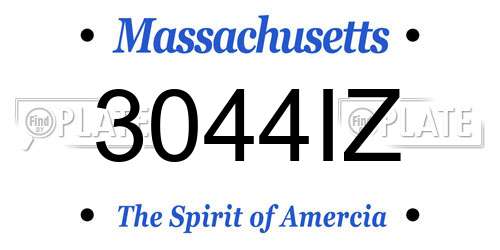 3044IZ Massachusetts License Plate
