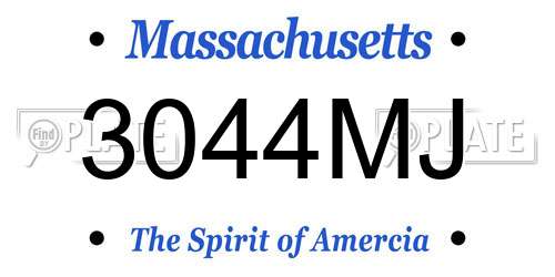 3044MJ Massachusetts License Plate