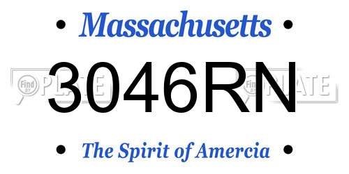 3046RN Massachusetts License Plate