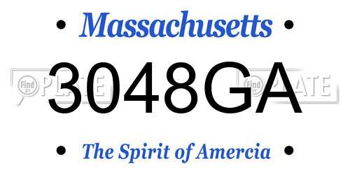 3048GA Massachusetts License Plate
