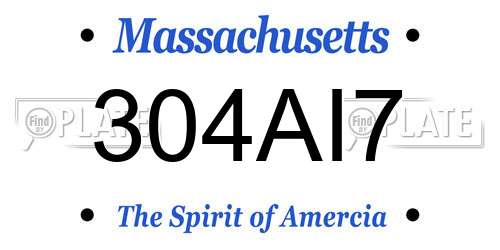 304AI7 Massachusetts License Plate