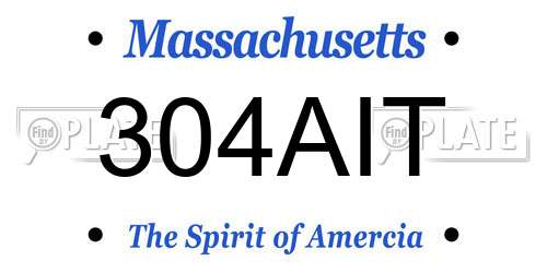 304AIT Massachusetts License Plate
