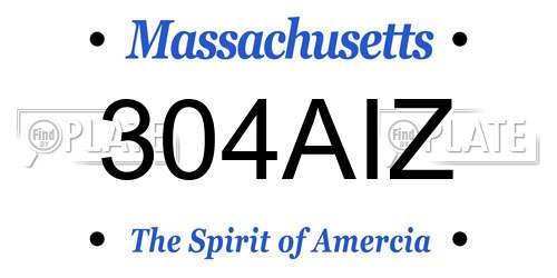 304AIZ Massachusetts License Plate
