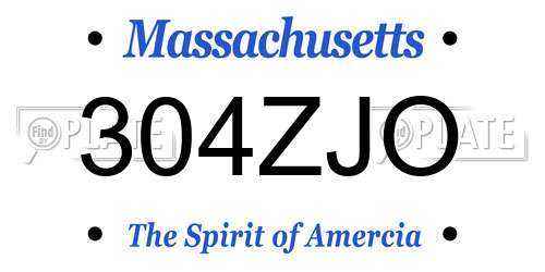 304ZJO Massachusetts License Plate