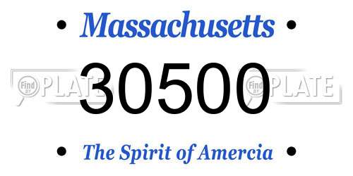 30500 Massachusetts License Plate