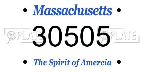 30505 Massachusetts License Plate