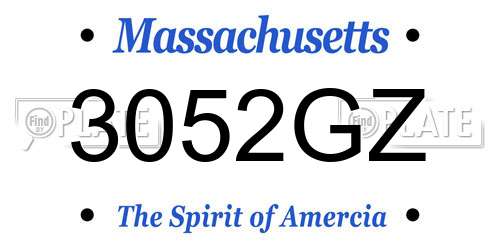 3052GZ Massachusetts License Plate