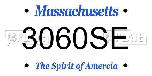 3060SE Massachusetts License Plate