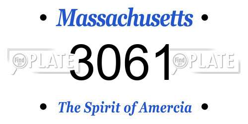 3061 Massachusetts License Plate