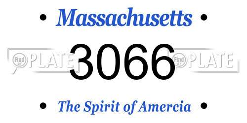 3066 Massachusetts License Plate