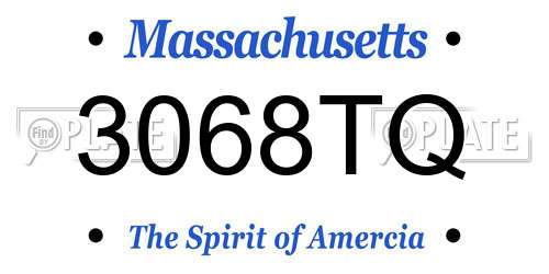 3068TQ Massachusetts License Plate